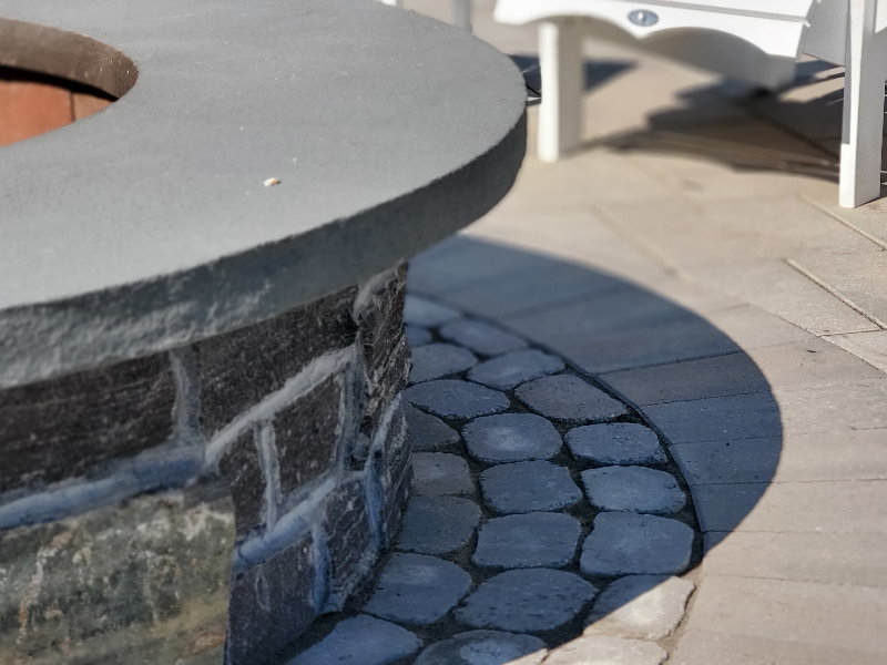 fire pit with bluestone caps